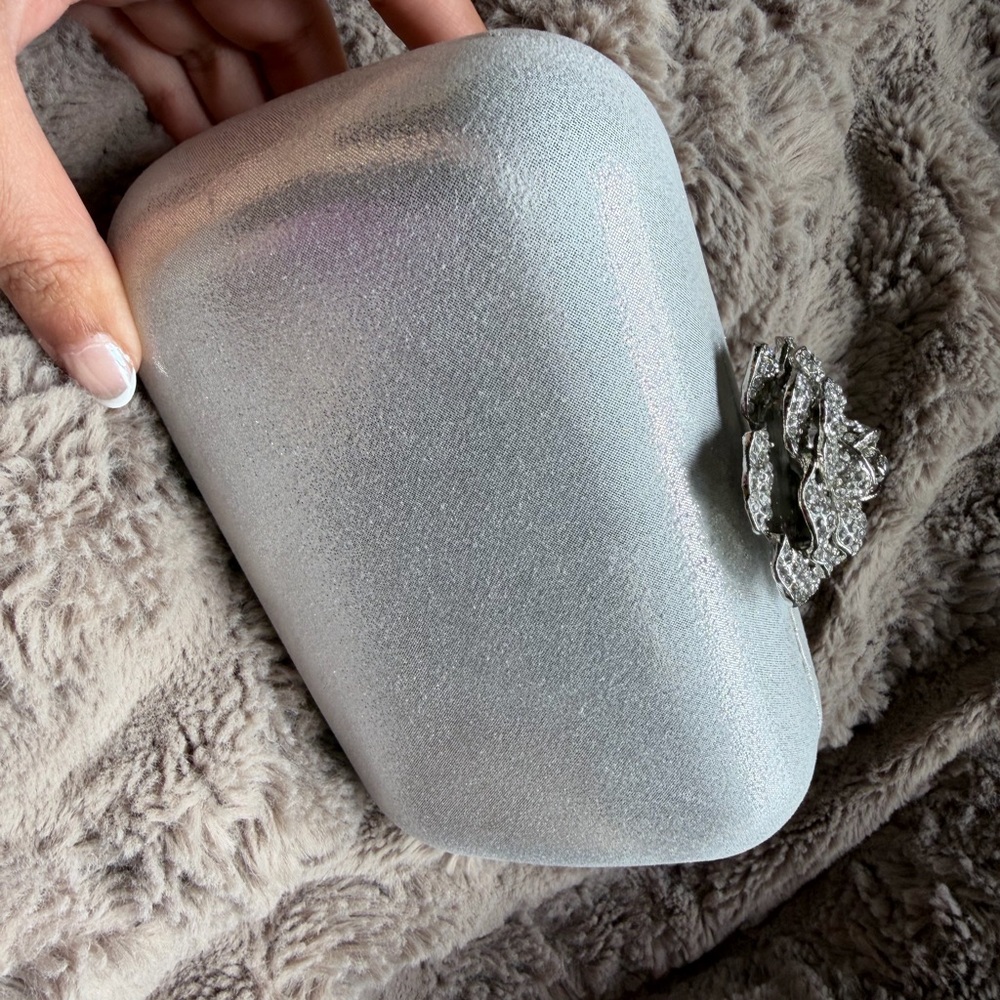 Silver Glitter Evening Clutch - Unbranded